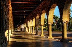 Stanford columns at sunset